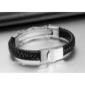 Top quality Leather Bracelet With 316L Stainless Steel Bracelet made by Lefeng jewelry manufacture